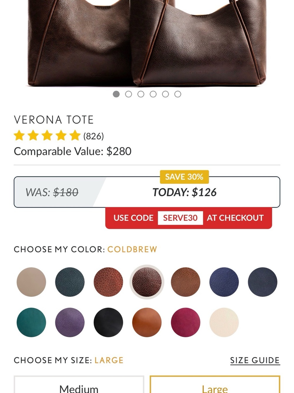 Portland leather  Brown Shoulder Tote - Picture 6 of 6